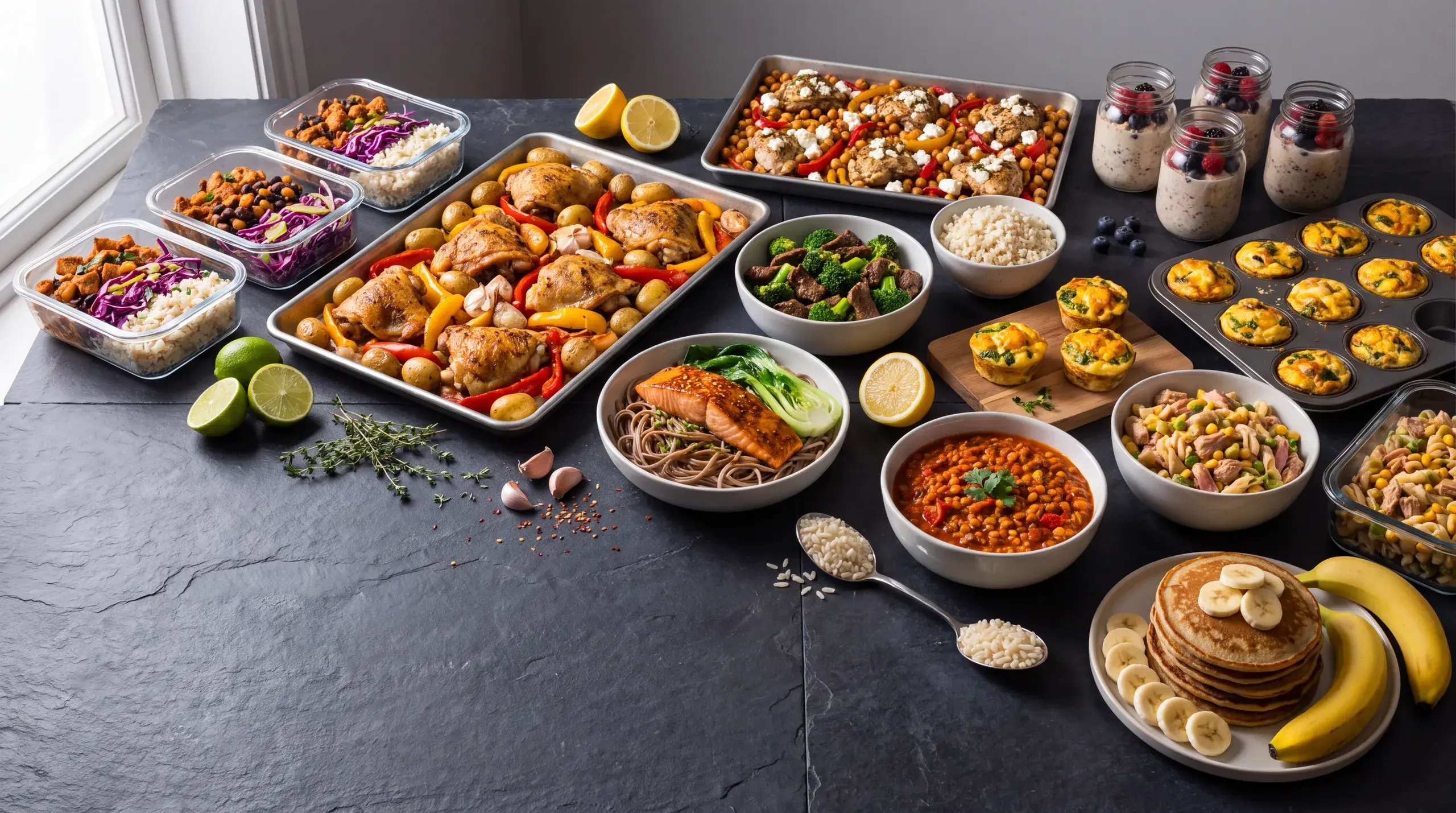 Every Lit Crew recipe laid out together on a dark slate table