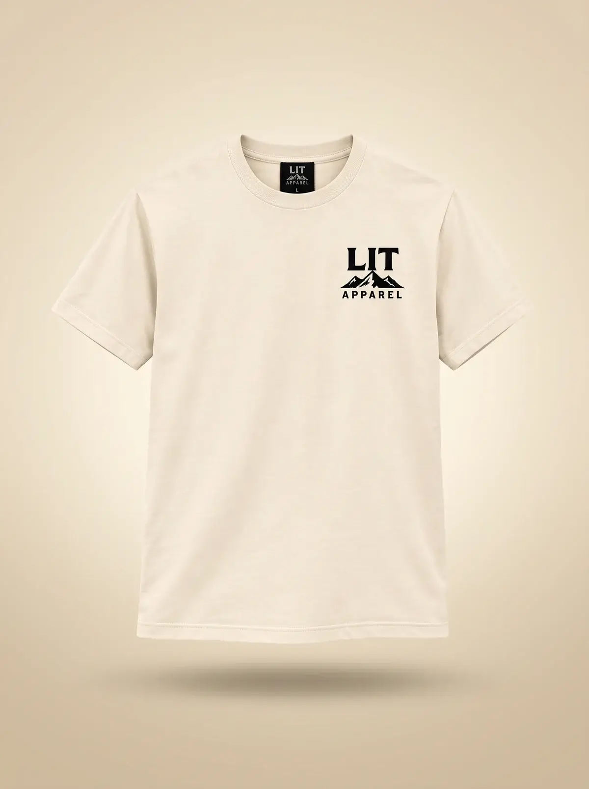 Find Peace Tee — Cream in Natural Cream, photographed front-on against a paper ground.
