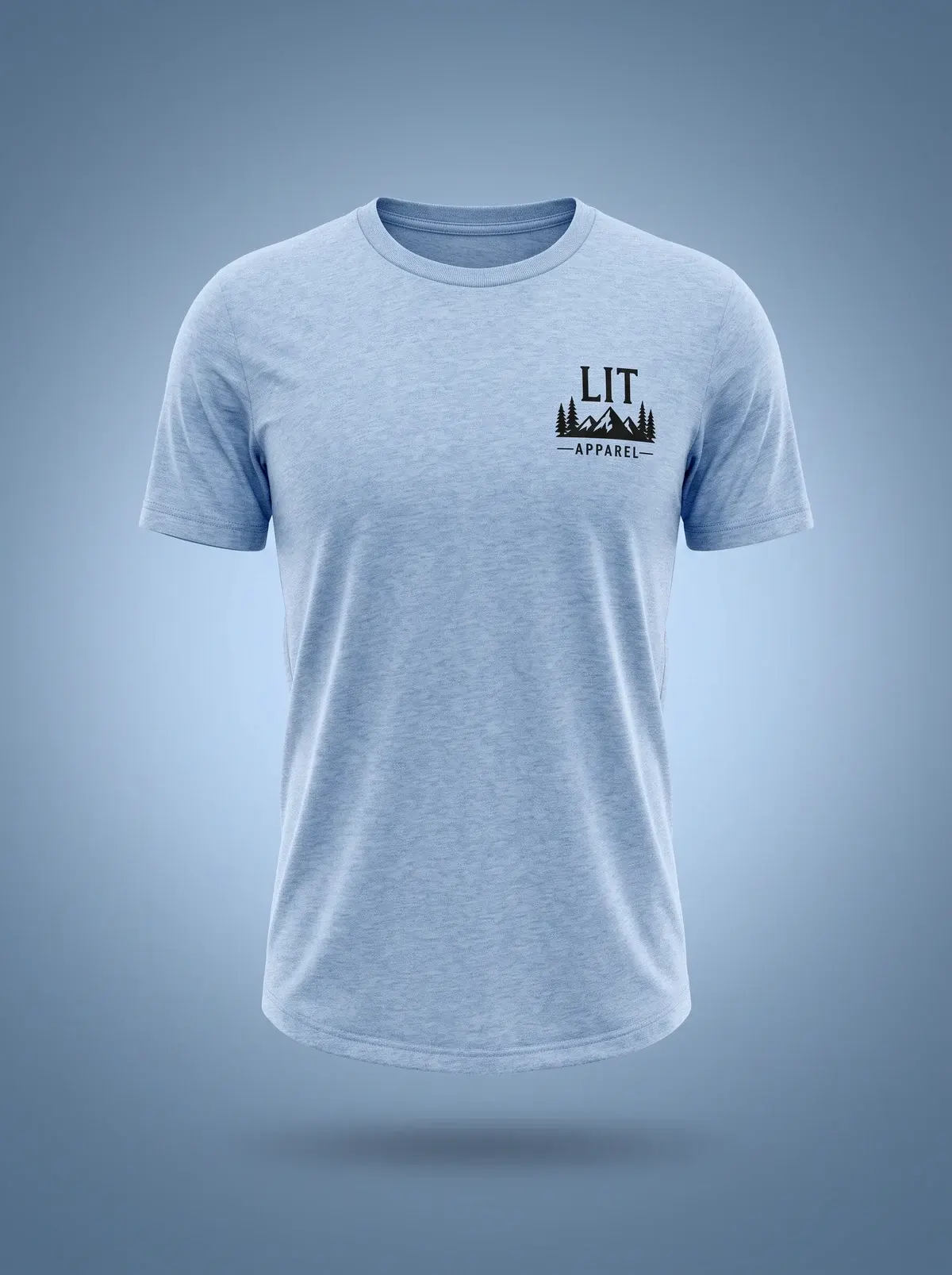 LIT Discipline Tee — Heather Sky in Heather Sky, photographed front-on against a paper ground.