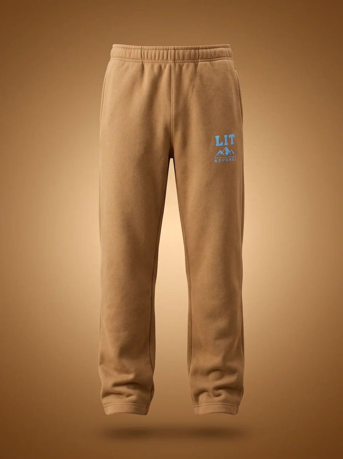LIT Mark Sweats — Tan in Coyote Tan, photographed front-on against a paper ground.