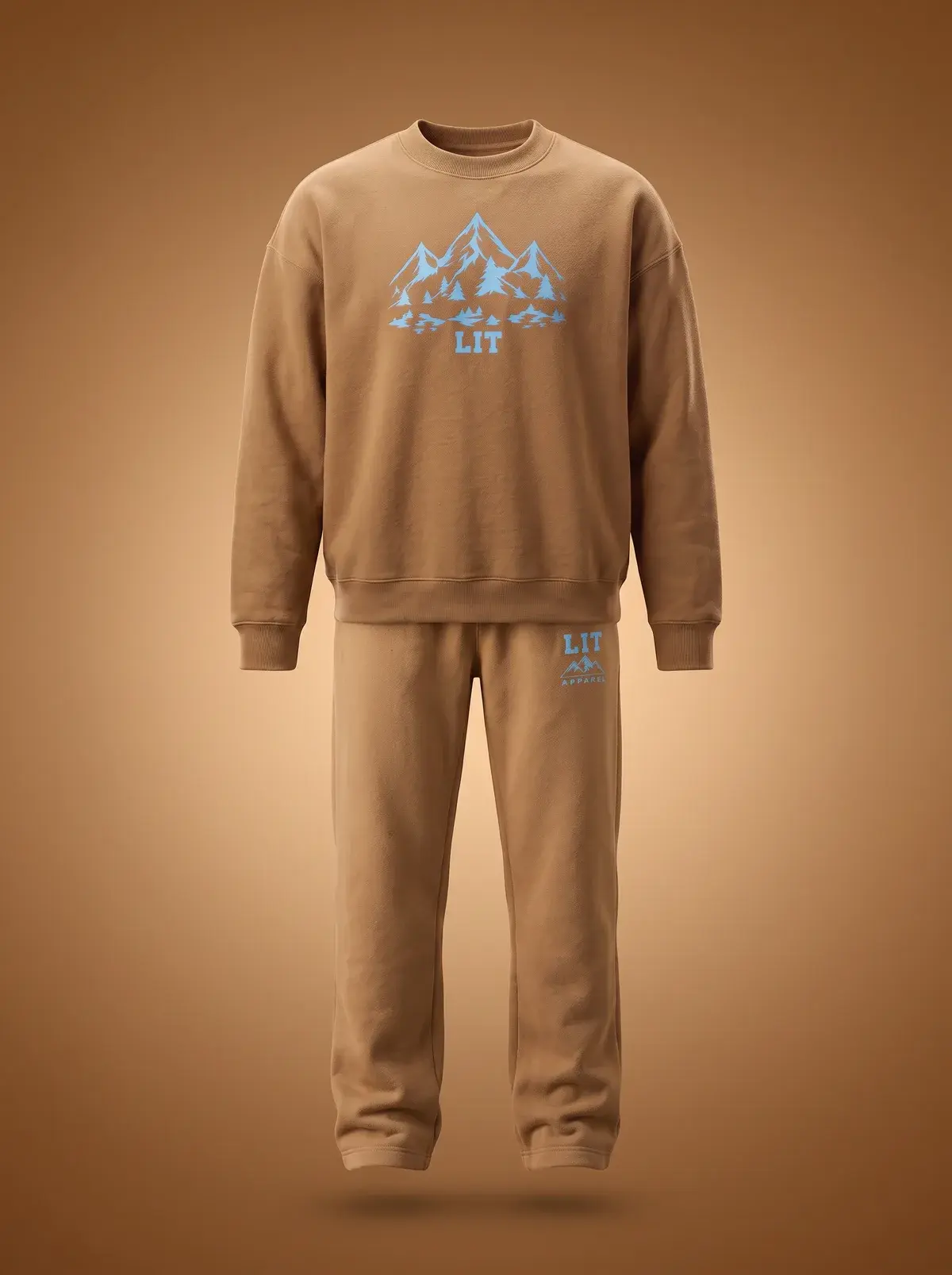 LIT Pines Set — Tan in Coyote Tan, photographed front-on against a paper ground.
