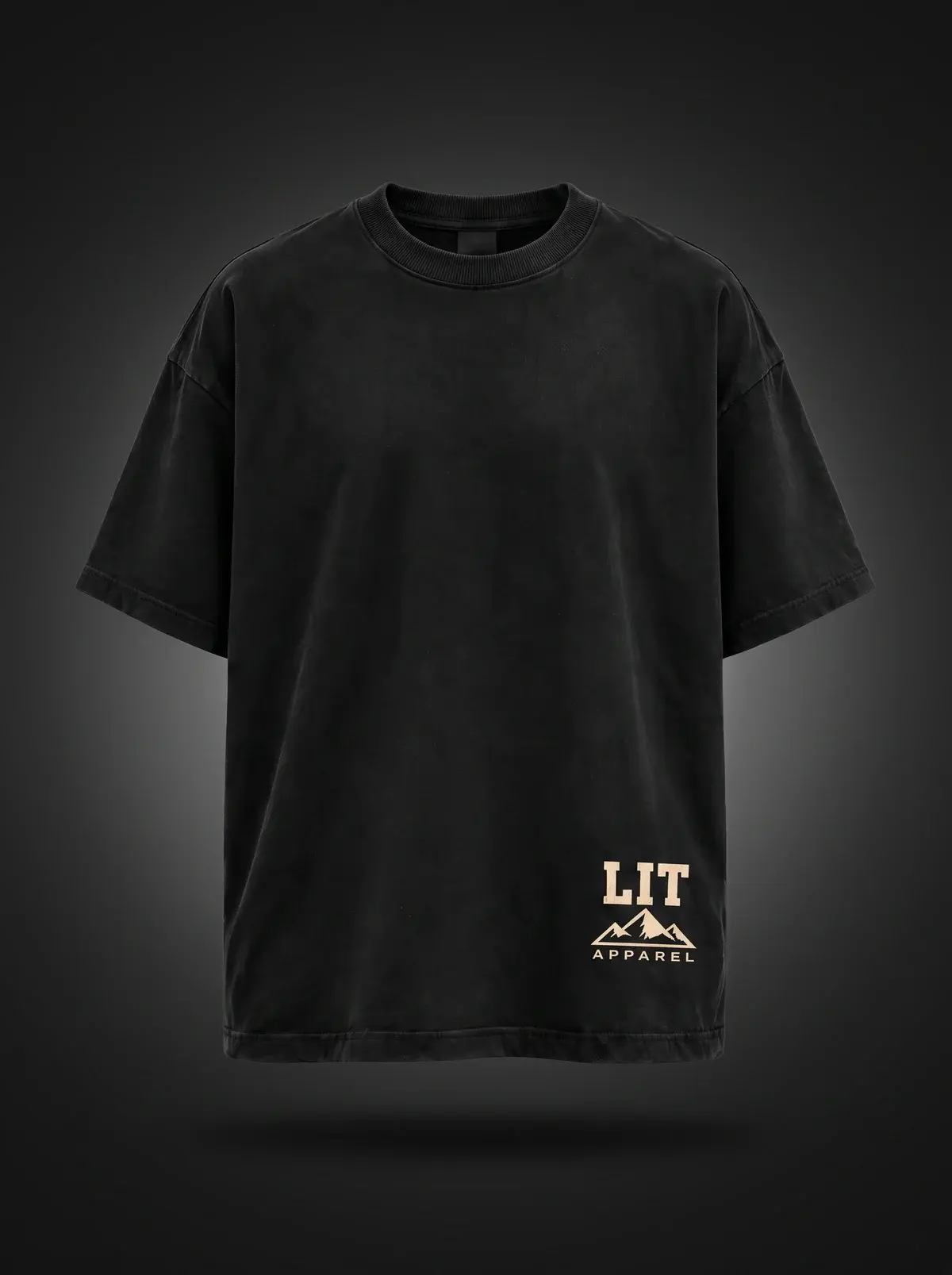 Live Intentionally Tee — Black / Cream in Summit Black, photographed front-on against a paper ground.