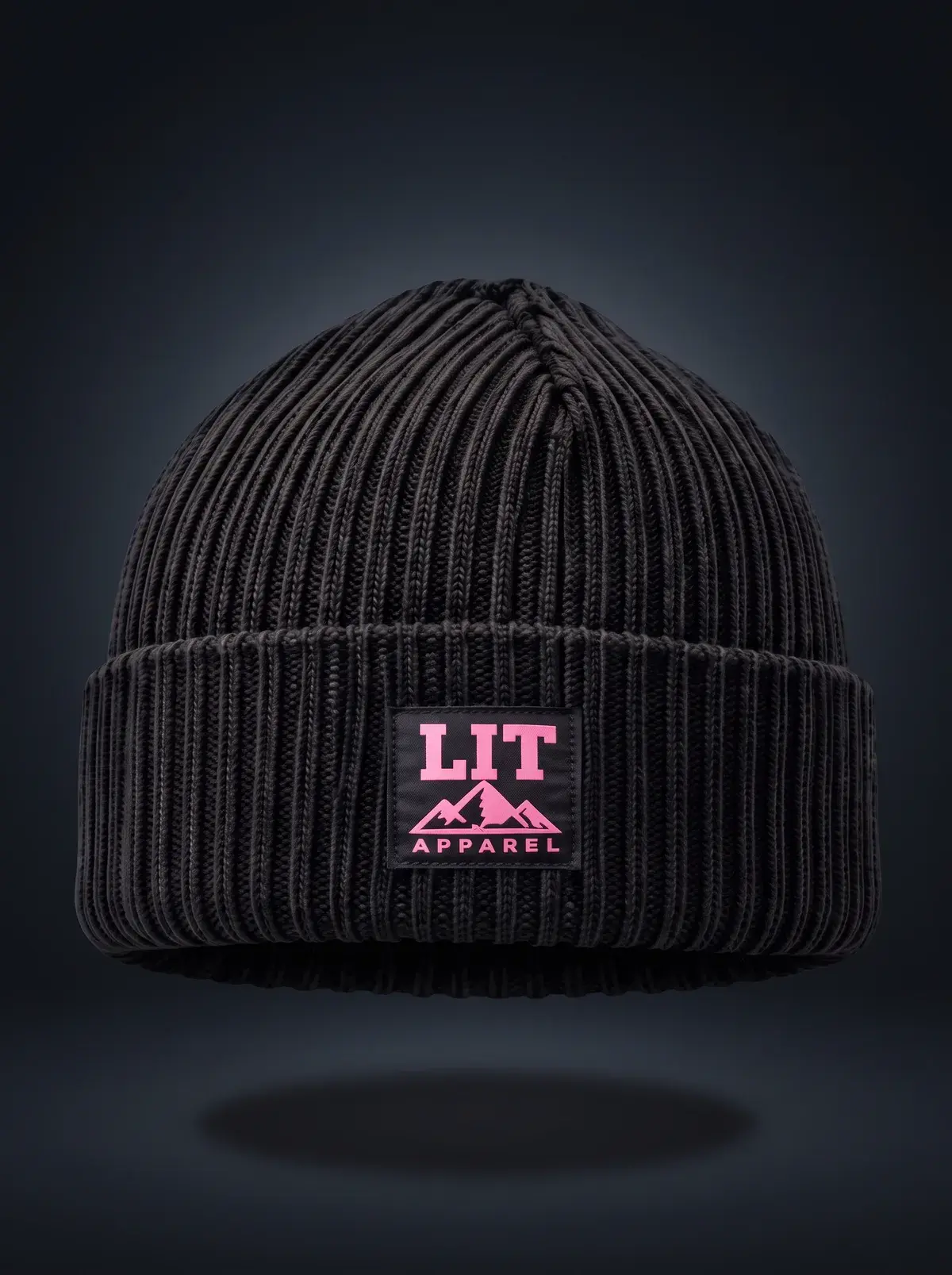 Ribbed Cuffed Beanie — Black in Summit Black, photographed front-on against a paper ground.
