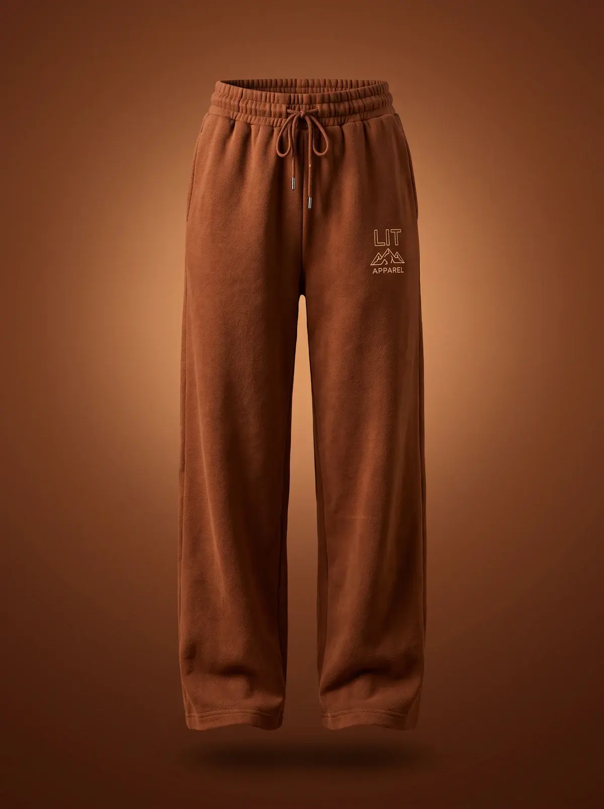 Wide-Leg Mountain Sweats — Rust in Summit Rust, photographed front-on against a paper ground.